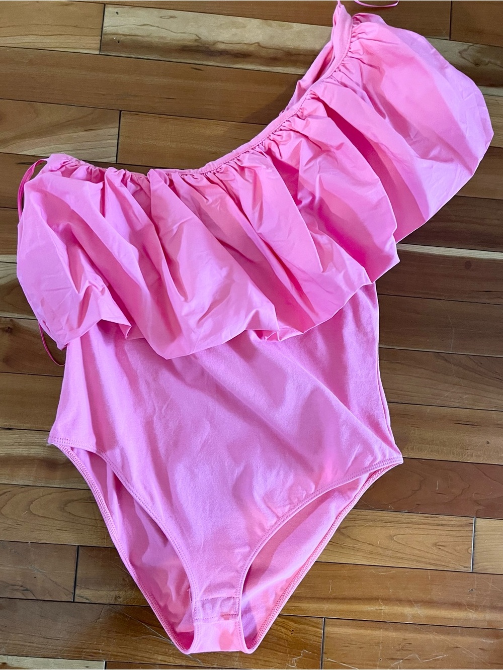 Mango One-Shoulder Pink Ruffle Bodysuit - Picture 3 of 4